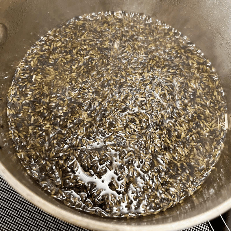 english lavender steeping in small pot