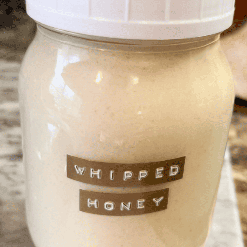whipped honey in a mason jar