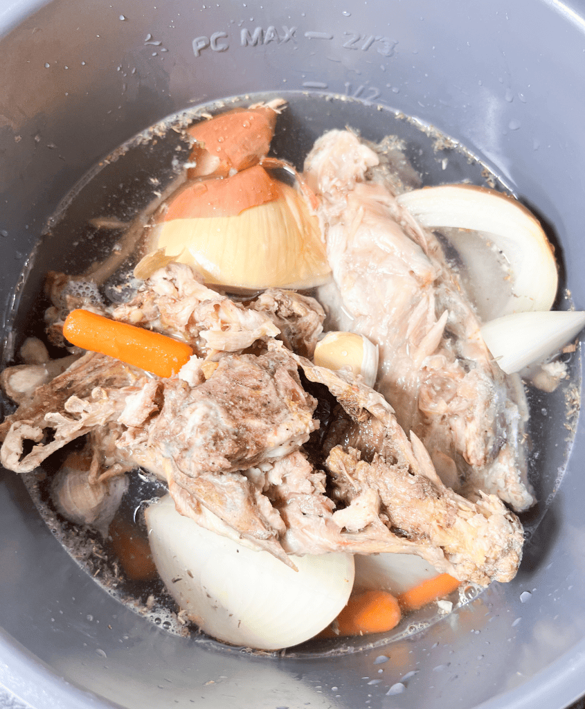 bone broth ingredients in an instant pot