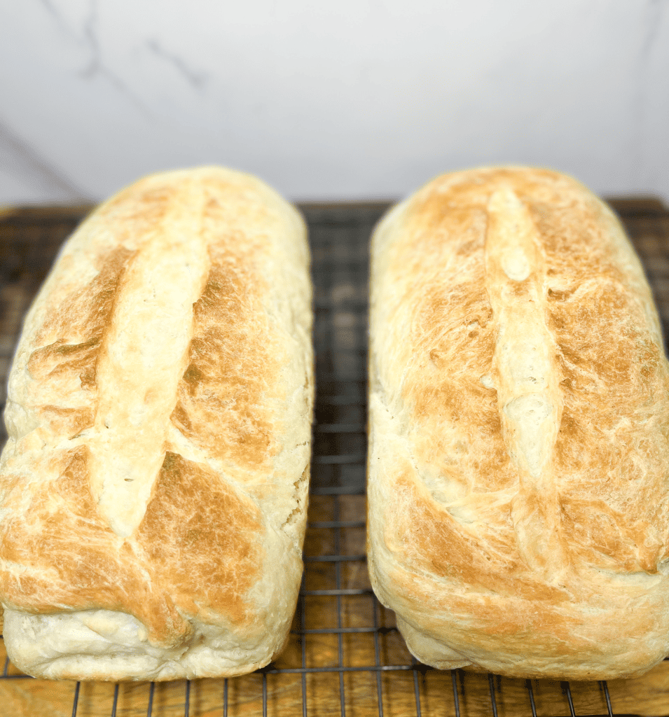 homemade sandwich bread on cooling rack