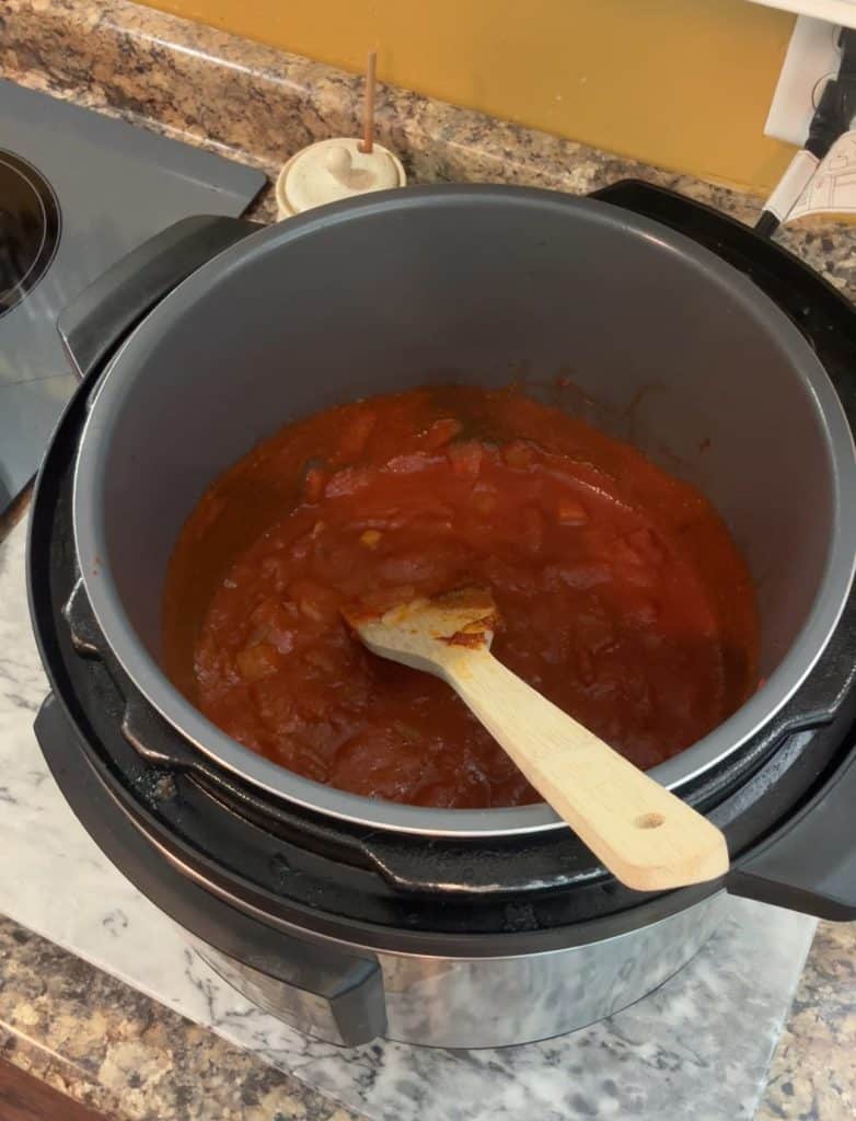 butter chicken in the instant pot after adding tomato paste
