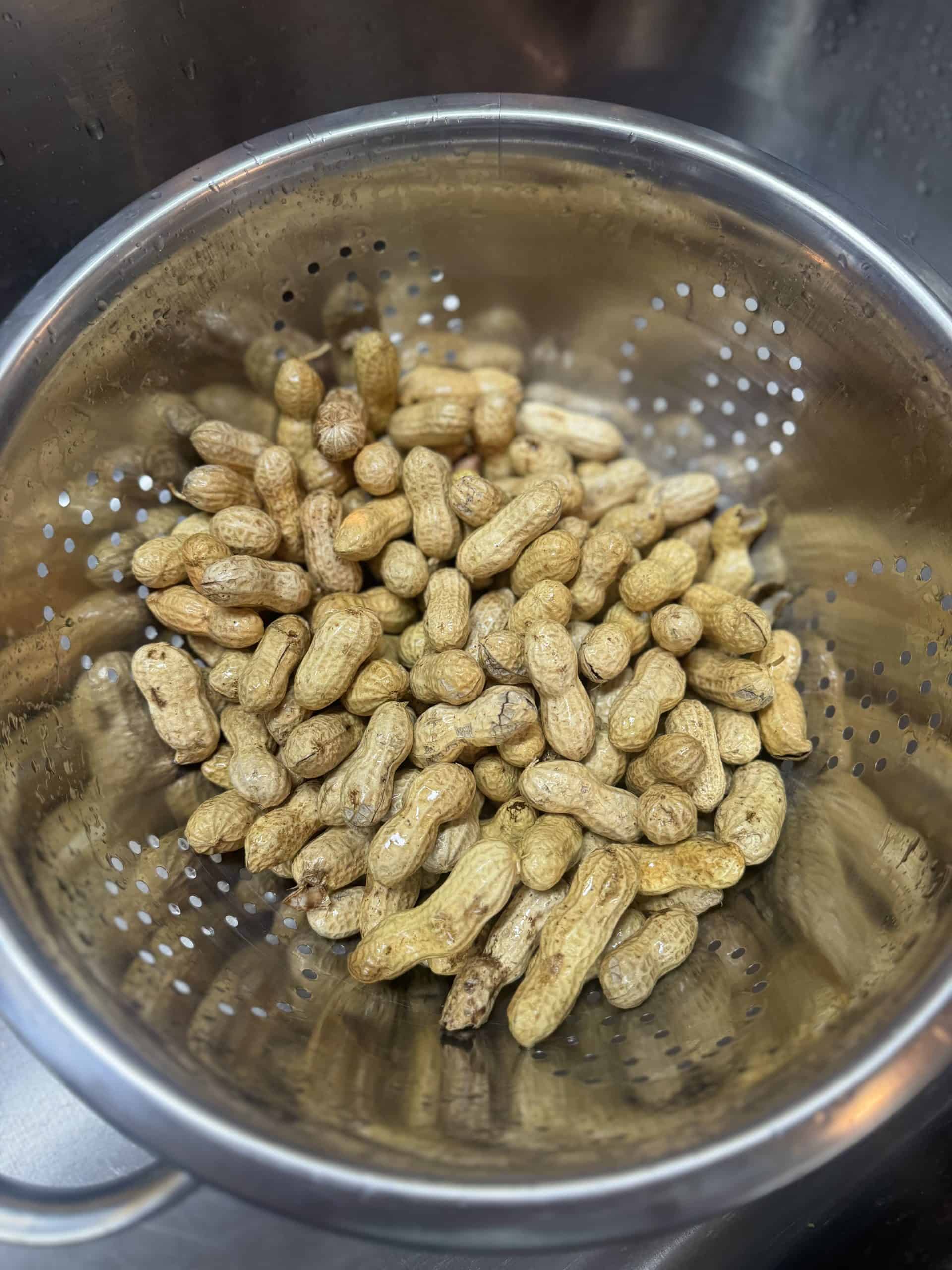 raw peanuts in a colander