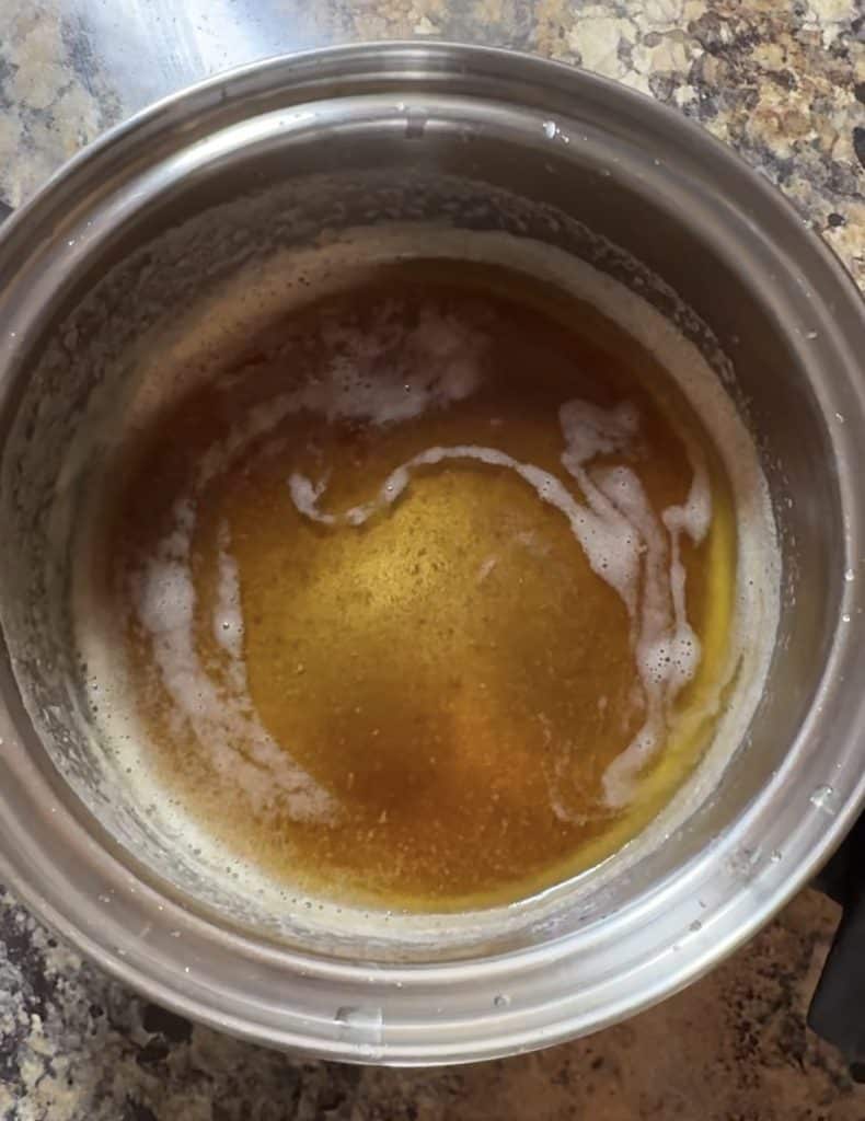browned butter in a stainless steel pot